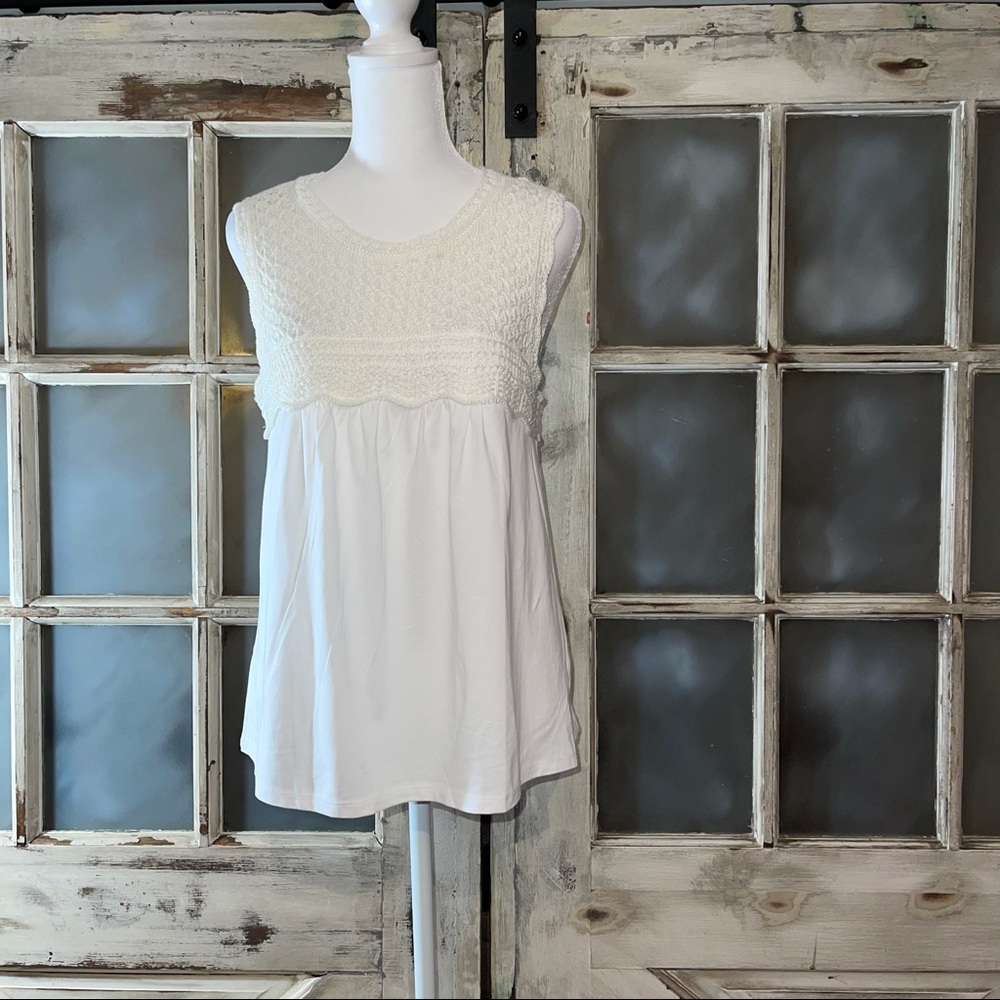 LOFT NWT sleeveless crochet top white sz small